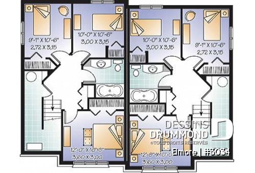 Sous-sol - Plan de maison jumelée, 3 chambres, 1.5 salles de bain, buanderie au rez-de-chaussée, cuisine avec îlot - Elmore