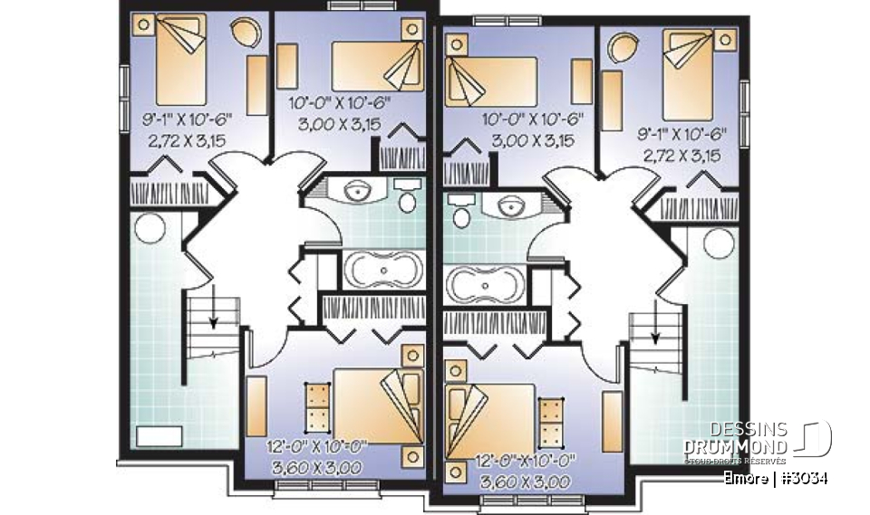 Sous-sol - Plan de maison jumelée, 3 chambres, 1.5 salles de bain, buanderie au rez-de-chaussée, cuisine avec îlot - Elmore