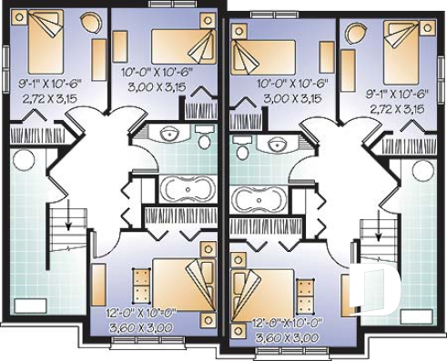 Sous-sol - Plan de maison jumelée, 3 chambres, 1.5 salles de bain, buanderie au rez-de-chaussée, cuisine avec îlot - Elmore