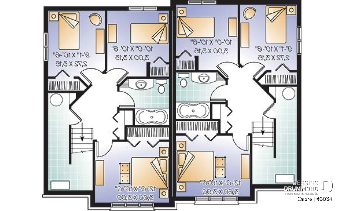 Sous-sol - Plan de maison jumelée, 3 chambres, 1.5 salles de bain, buanderie au rez-de-chaussée, cuisine avec îlot - Elmore