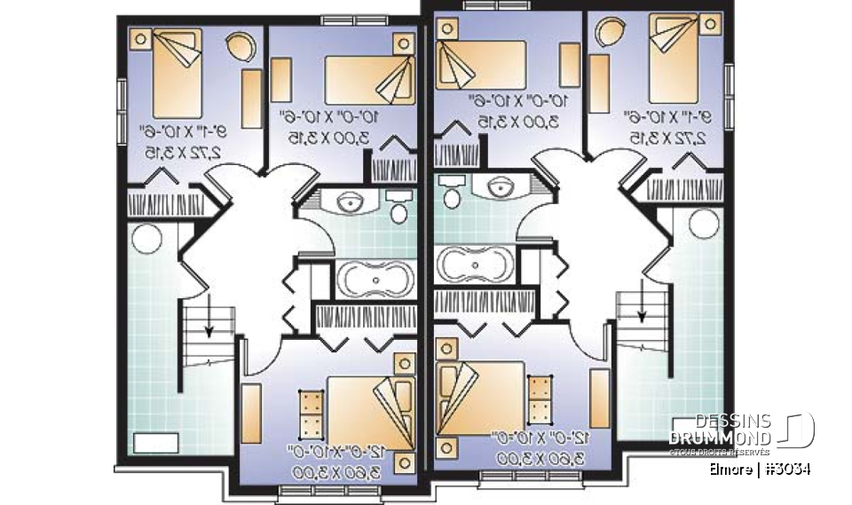 Sous-sol - Plan de maison jumelée, 3 chambres, 1.5 salles de bain, buanderie au rez-de-chaussée, cuisine avec îlot - Elmore