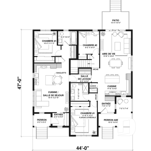 Rez-de-chaussée - Plan de maison intergénérationnelle, côté logement principal, jusqu'à 5 chambres sont prévues! - Malvern