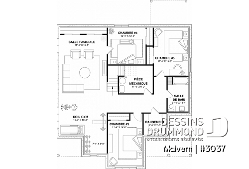 Sous-sol aménagé - Plan de maison intergénérationnelle ou maison jumelée, une et deux chambres,entrée distincte - Malvern