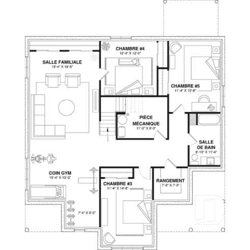 Sous-sol aménagé - Plan de maison intergénérationnelle, côté logement principal, jusqu'à 5 chambres sont prévues! - Malvern