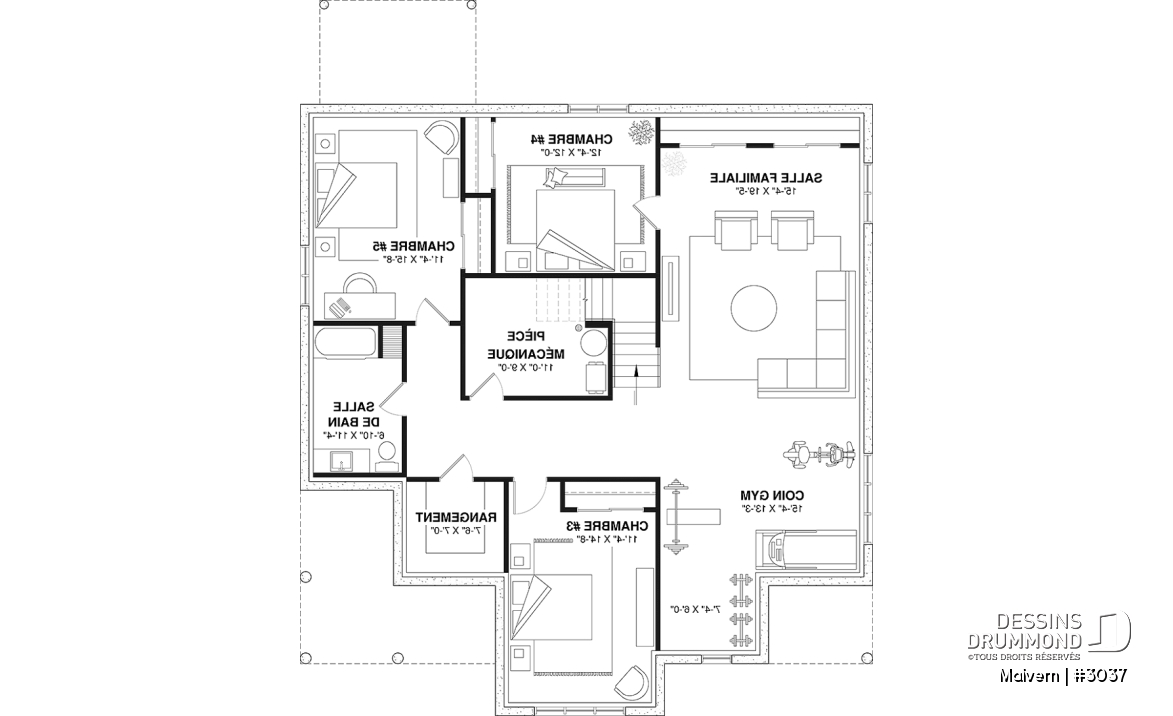Sous-sol aménagé - Plan de maison intergénérationnelle, côté logement principal, jusqu'à 5 chambres sont prévues! - Malvern