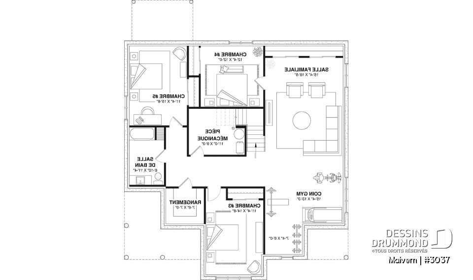 Sous-sol aménagé - Plan de maison intergénérationnelle, côté logement principal, jusqu'à 5 chambres sont prévues! - Malvern