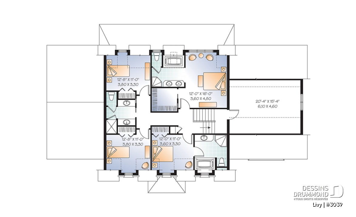 Étage - Plan de maison bi-génération - Livy