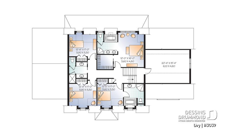Étage - Plan de maison bi-génération - Livy