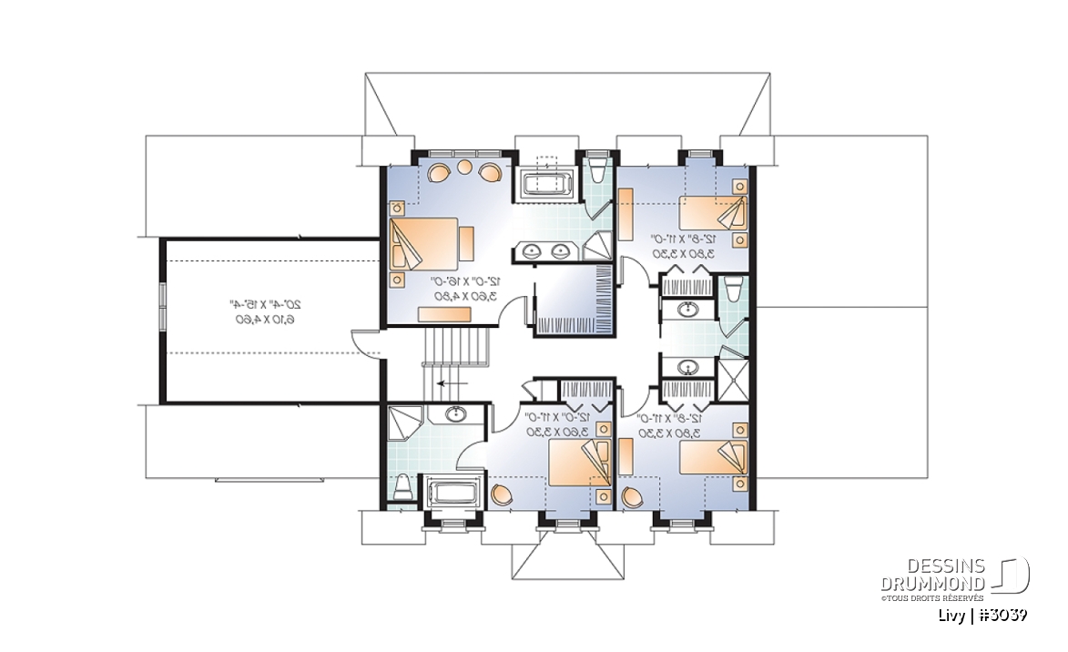 Étage - Plan de maison bi-génération - Livy