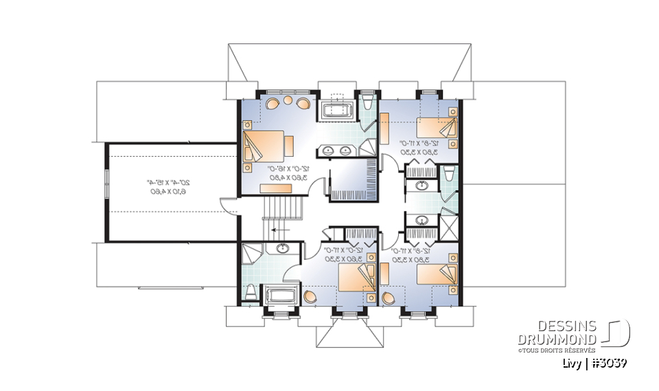 Étage - Plan de maison bi-génération - Livy