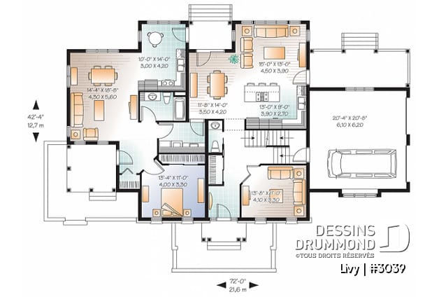 Rez-de-chaussée - Plan de maison bi-génération - Livy