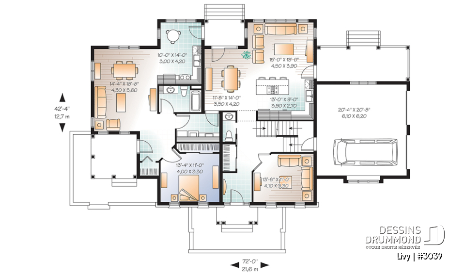 Rez-de-chaussée - Plan de maison bi-génération - Livy