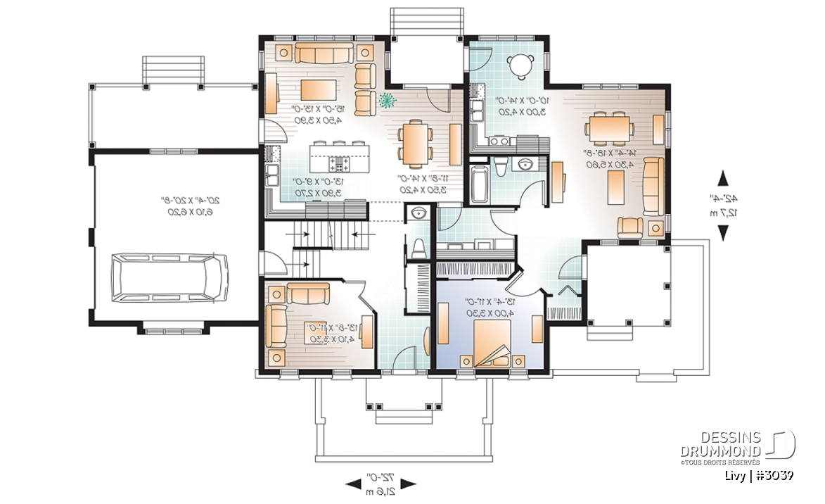 Rez-de-chaussée - Plan de maison bi-génération - Livy
