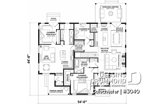 Rez-de-chaussée - Plan de maison bi-génération, 1 et 2 chambres selon l'unité, entrées séparées, buanderie, vestibule - Colechester