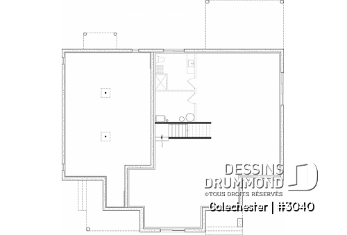 Sous-sol - Plan de maison bi-génération, 1 et 2 chambres selon l'unité, entrées séparées, buanderie, vestibule - Colechester