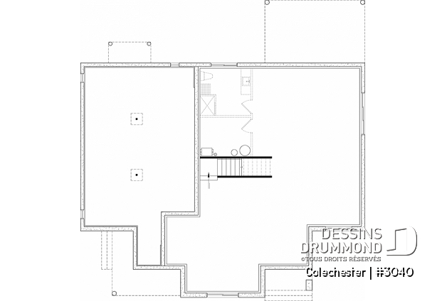 Sous-sol - Plan de maison bi-génération, 1 et 2 chambres selon l'unité, entrées séparées, buanderie, vestibule - Colechester