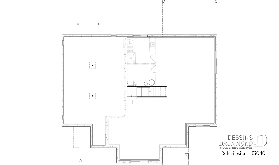 Sous-sol - Plan de maison bi-génération, 1 et 2 chambres, entrées séparées, plein sous-sol unité de droite - Colechester