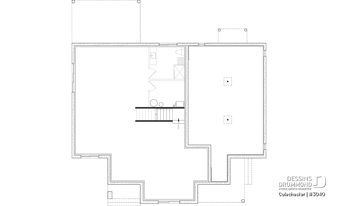 Sous-sol - Plan de maison bi-génération, 1 et 2 chambres, entrées séparées, plein sous-sol unité de droite - Colechester