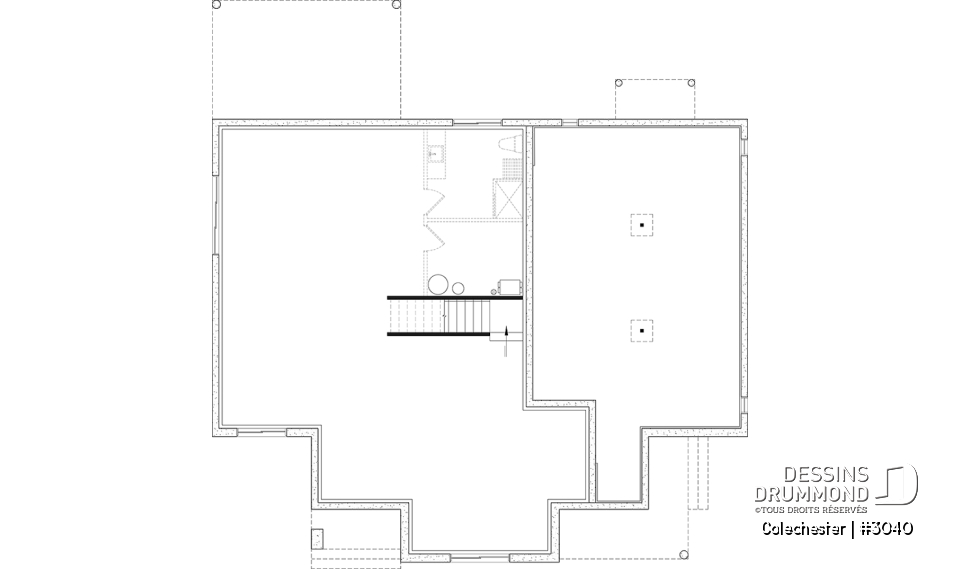 Sous-sol - Plan de maison bi-génération, 1 et 2 chambres, entrées séparées, plein sous-sol unité de droite - Colechester