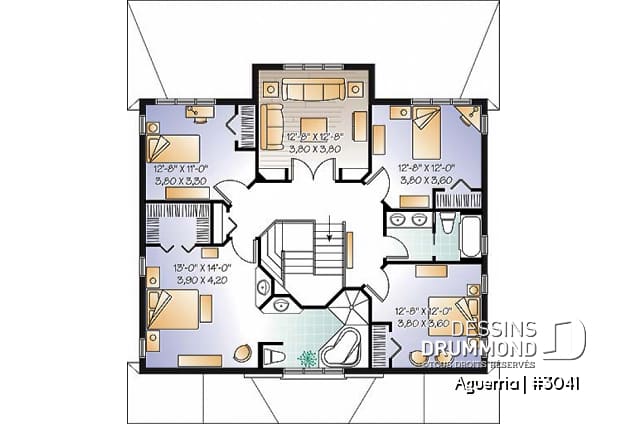 Étage - Plan de bi-génération à étage, 4 à 5 chambres et 2 salles familiales au logement principale - Cavendish