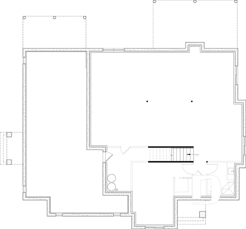 Sous-sol - Plan de maison bi-génération de style farmhouse moderne, total de 2+1 chambres, terrasse abritée - Angeline 2