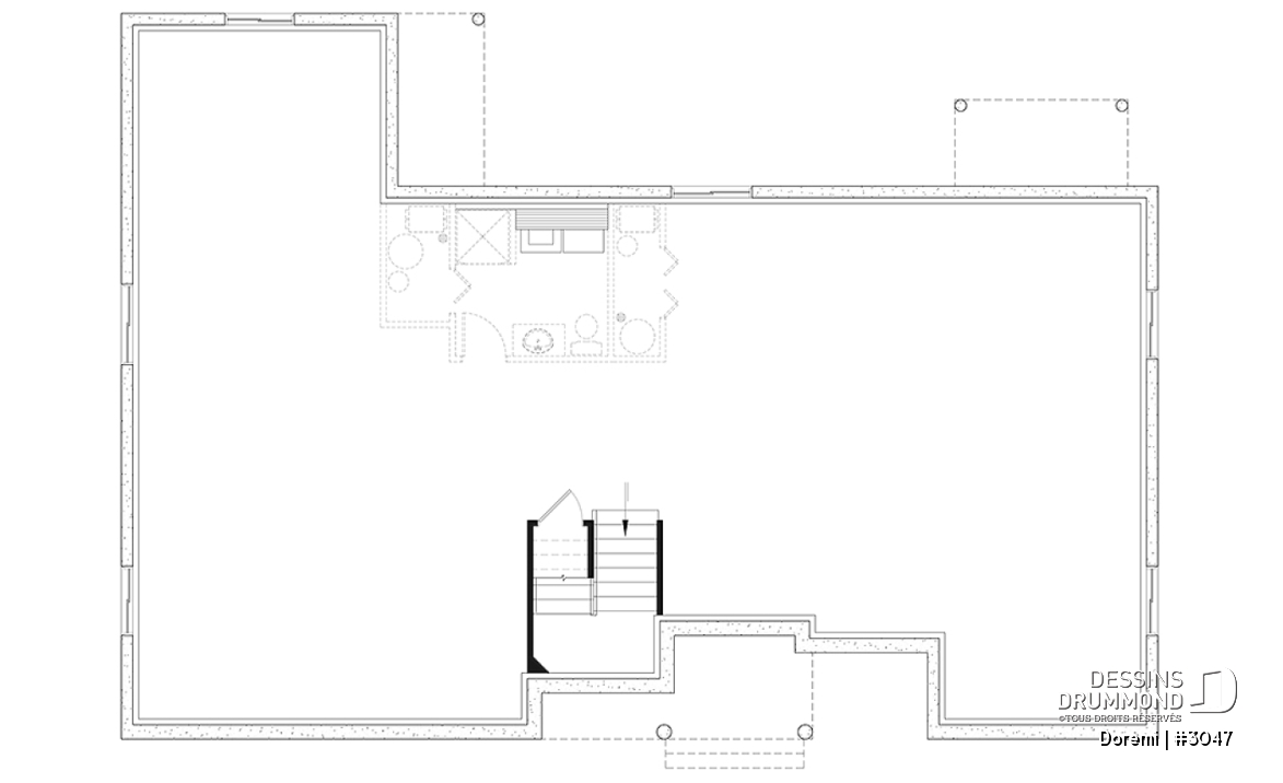 Sous-sol - Plan de maison intergénérationnelle, 2 grands logements, entrée commune, beau style champêtre - Doremi