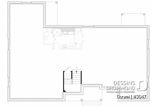 Sous-sol - Plan de maison intergénérationnelle, 2 grands logements, entrée commune, beau style champêtre - Doremi
