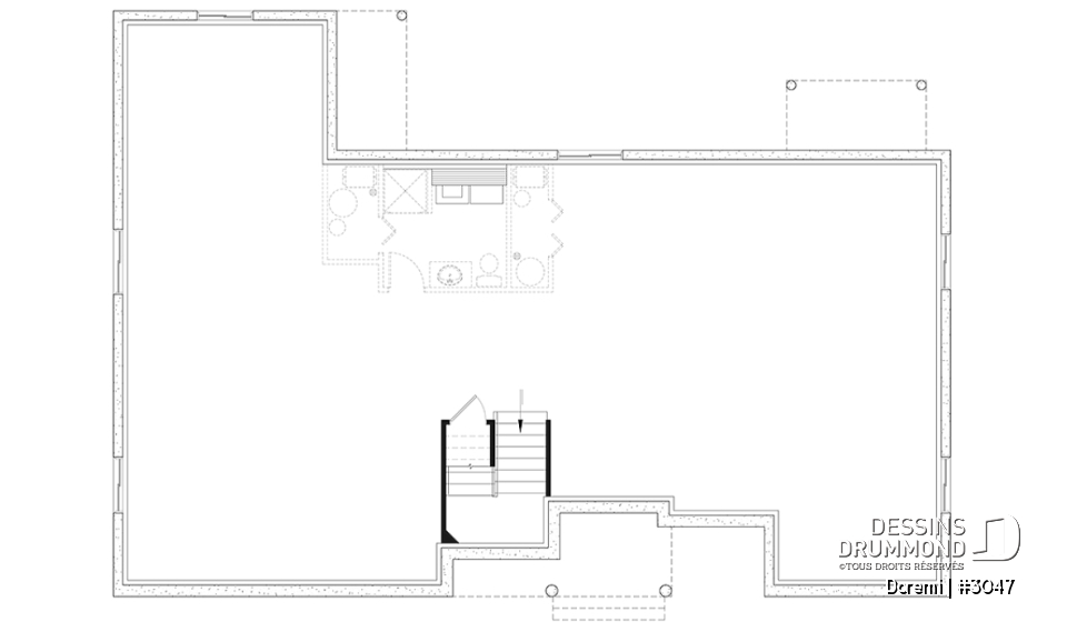 Sous-sol - Plan de maison intergénérationnelle, 2 grands logements, entrée commune, beau style champêtre - Doremi