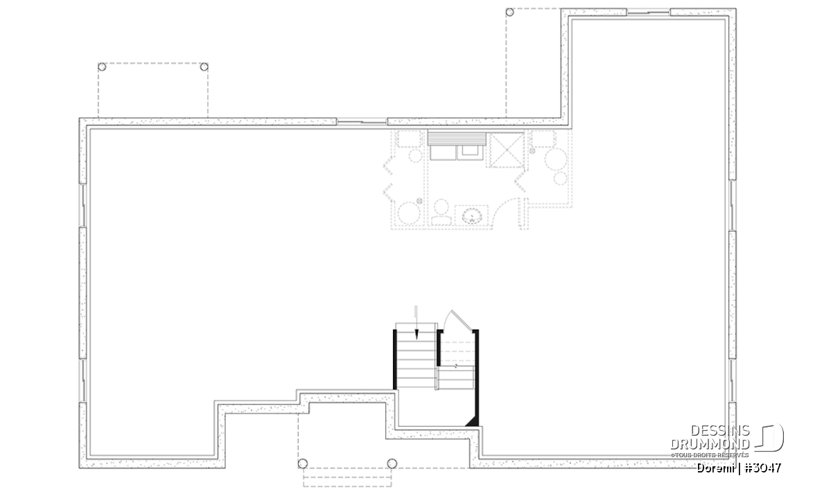 Sous-sol - Plan de maison intergénérationnelle, 2 grands logements, entrée commune, beau style champêtre - Doremi