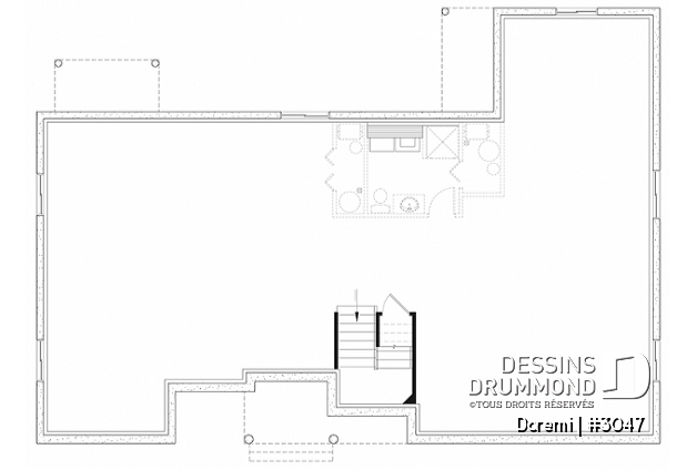 Sous-sol - Plan de maison intergénérationnelle, 2 grands logements, entrée commune, beau style champêtre - Doremi