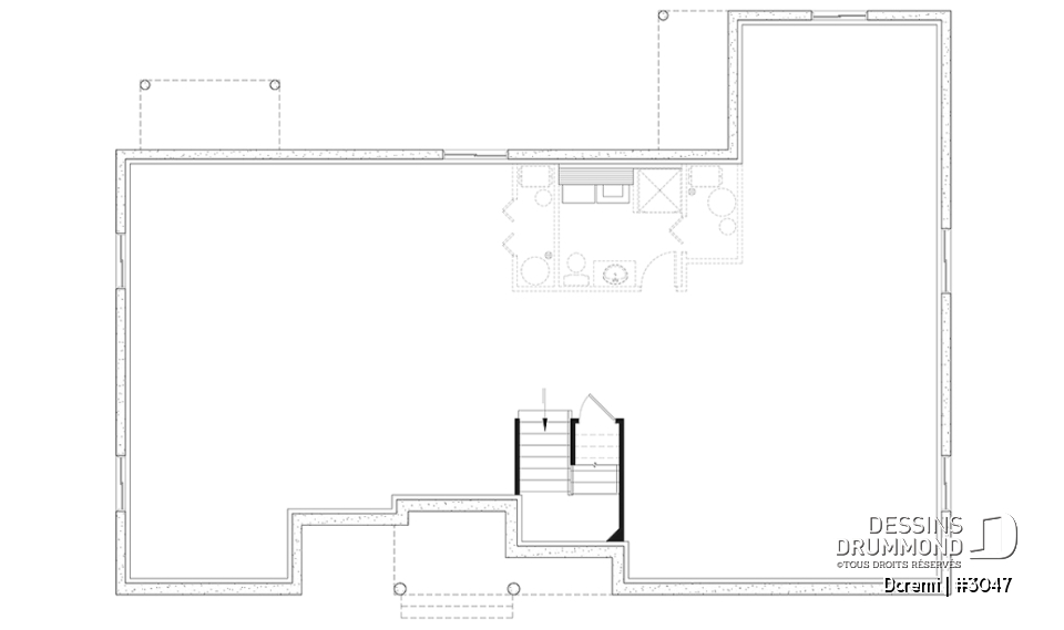 Sous-sol - Plan de maison intergénérationnelle, 2 grands logements, entrée commune, beau style champêtre - Doremi