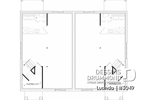 Sous-sol aménageable - Plan de Jumelé avec sous-sol aménagé optionnel ($), chambre des maîtres au r-d-c, 1 à 3 chambres, entrée split - Lucinda 