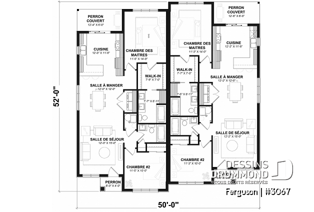 Rez-de-chaussée - Plan de jumelé sur dalle, chambre des maîtres avec walk-in et salle de bain privée, à aire ouverte, s-sol opt. - Ferguson
