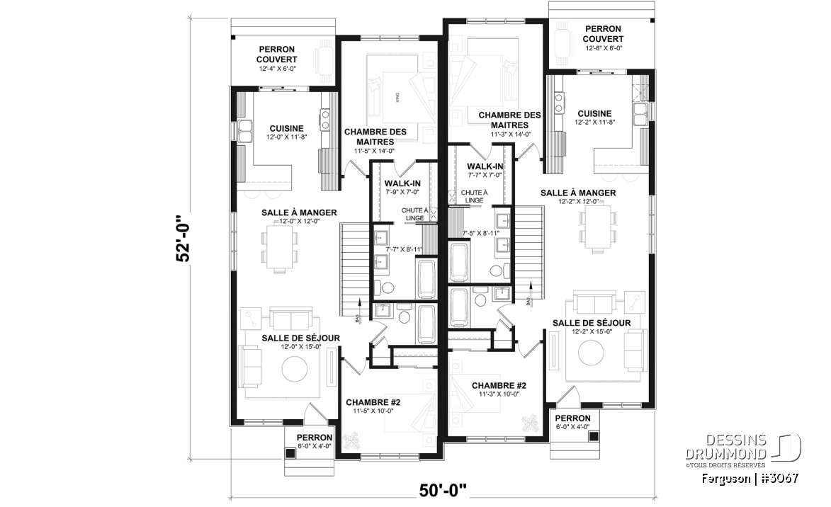 Rez-de-chaussée (Optionel $) - Plan de jumelé sur dalle, chambre des maîtres avec walk-in et salle de bain privée, à aire ouverte, s-sol opt. - Ferguson