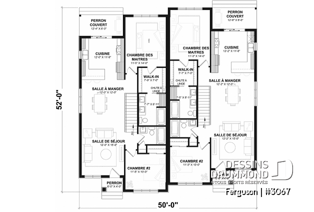 Rez-de-chaussée (Optionel $) - Plan de jumelé sur dalle, chambre des maîtres avec walk-in et salle de bain privée, à aire ouverte, s-sol opt. - Ferguson