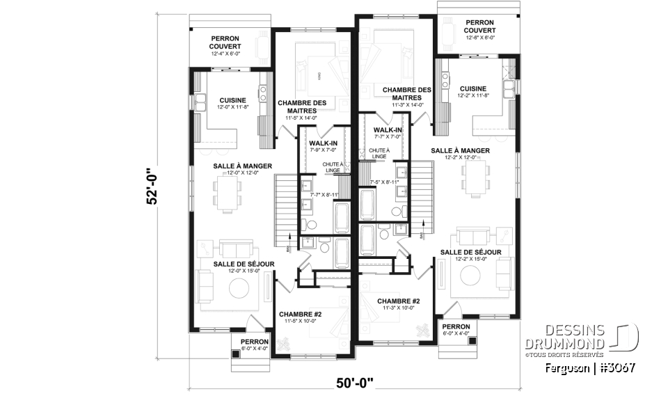 Rez-de-chaussée (Optionel $) - Plan de jumelé sur dalle, chambre des maîtres avec walk-in et salle de bain privée, à aire ouverte, s-sol opt. - Ferguson