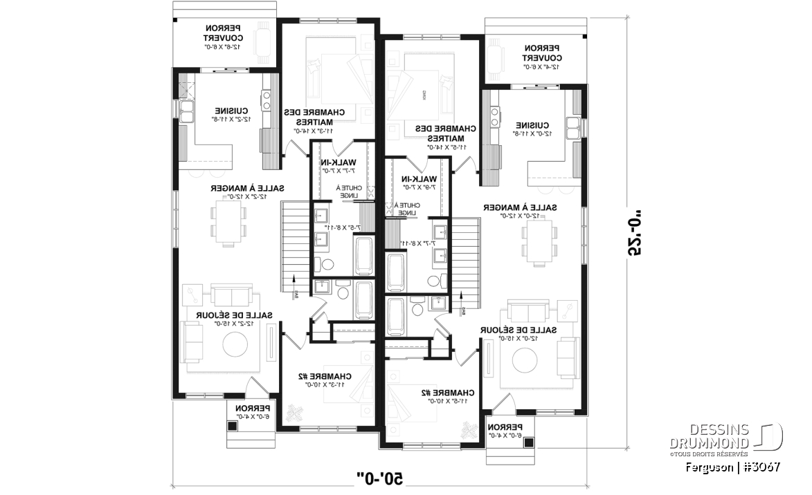 Rez-de-chaussée (Optionel $) - Plan de jumelé sur dalle, chambre des maîtres avec walk-in et salle de bain privée, à aire ouverte, s-sol opt. - Ferguson