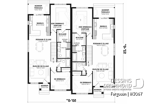 Rez-de-chaussée (Optionel $) - Plan de jumelé sur dalle, chambre des maîtres avec walk-in et salle de bain privée, à aire ouverte, s-sol opt. - Ferguson