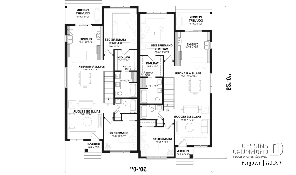 Rez-de-chaussée (Optionel $) - Plan de jumelé sur dalle, chambre des maîtres avec walk-in et salle de bain privée, à aire ouverte, s-sol opt. - Ferguson