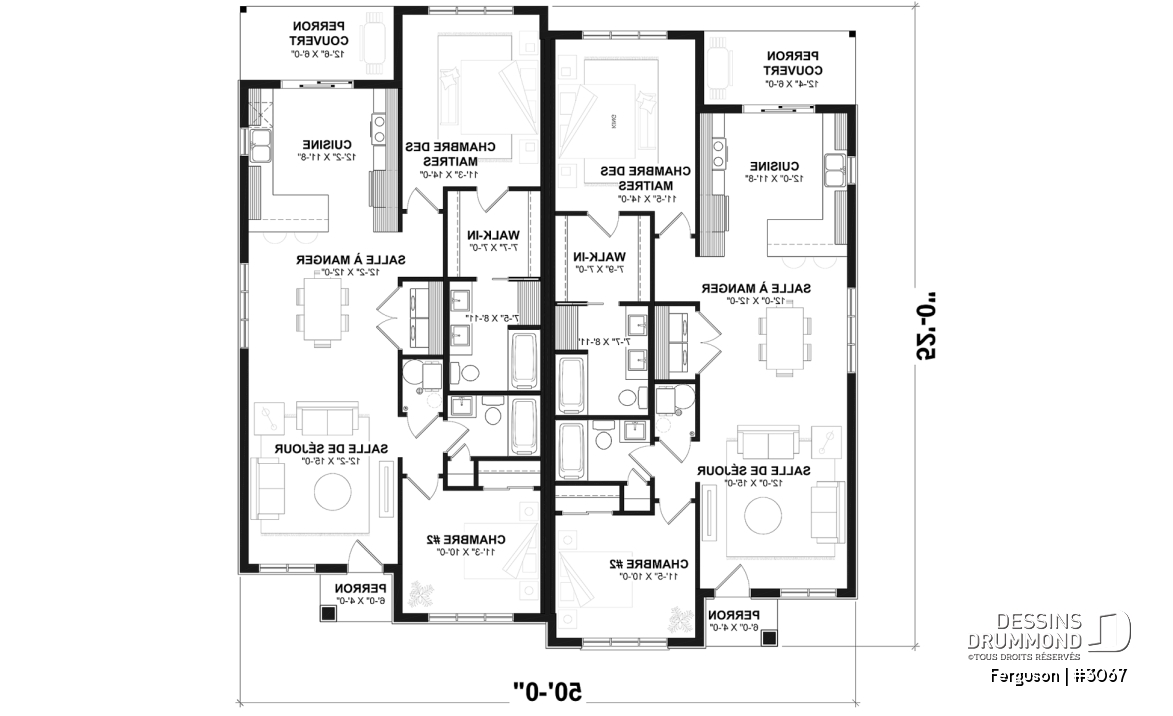 Rez-de-chaussée - Plan de jumelé sur dalle, chambre des maîtres avec walk-in et salle de bain privée, à aire ouverte, s-sol opt. - Ferguson