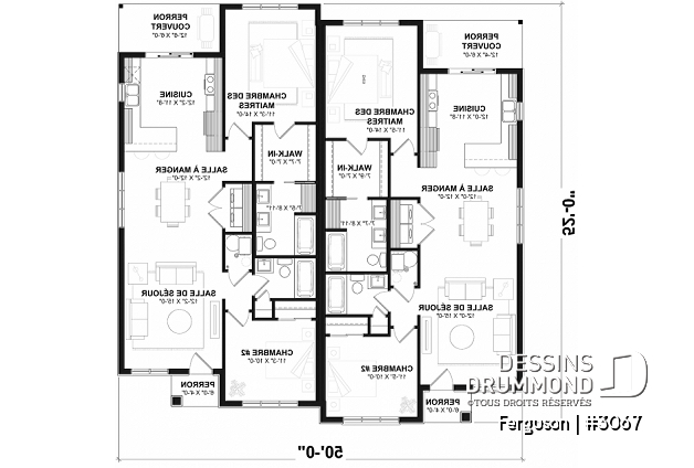 Rez-de-chaussée - Plan de jumelé sur dalle, chambre des maîtres avec walk-in et salle de bain privée, à aire ouverte, s-sol opt. - Ferguson