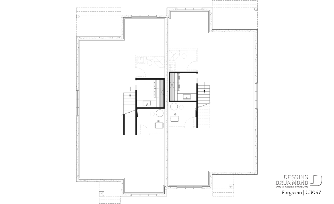Sous-sol aménageable (Optionel $) - Plan de jumelé sur dalle, chambre des maîtres avec walk-in et salle de bain privée, à aire ouverte, s-sol opt. - Ferguson
