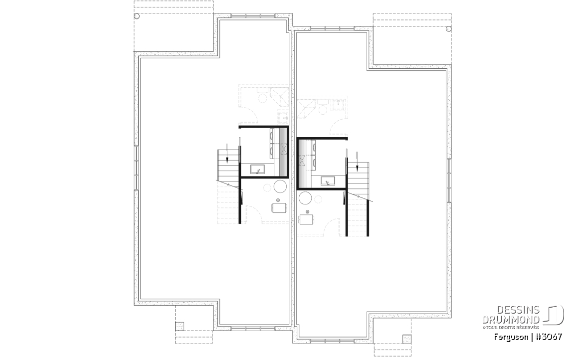 Sous-sol aménageable (Optionel $) - Plan de jumelé sur dalle, chambre des maîtres avec walk-in et salle de bain privée, à aire ouverte, s-sol opt. - Ferguson