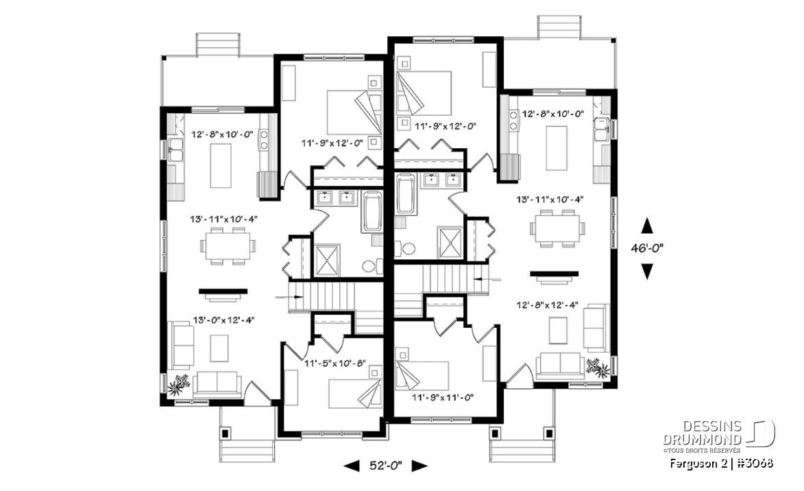 Rez-de-chaussée - Modèle jumelé contemporain, 2 chambre, grande salle de bain familiale, îlot à la cuisine, buanderie au s-sol - Ferguson 2