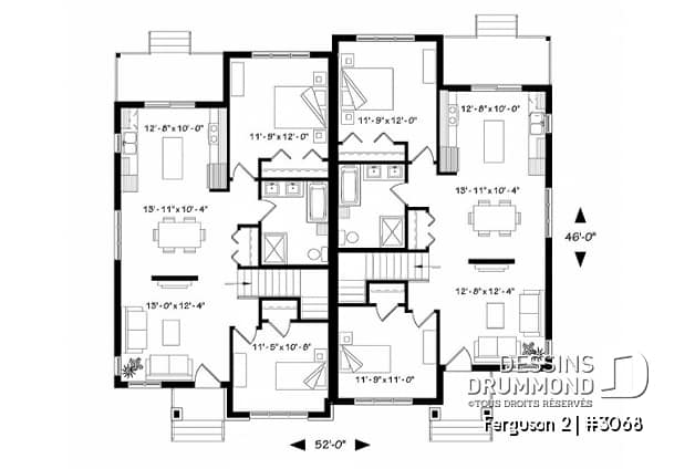 Rez-de-chaussée - Modèle jumelé contemporain, 2 chambre, grande salle de bain familiale, îlot à la cuisine, buanderie au s-sol - Ferguson 2