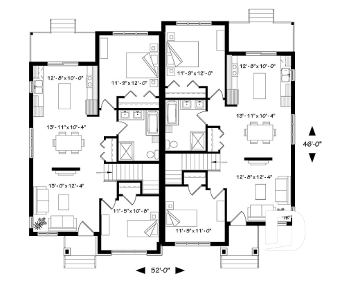 Rez-de-chaussée - Modèle jumelé contemporain, 2 chambre, grande salle de bain familiale, îlot à la cuisine, buanderie au s-sol - Ferguson 2