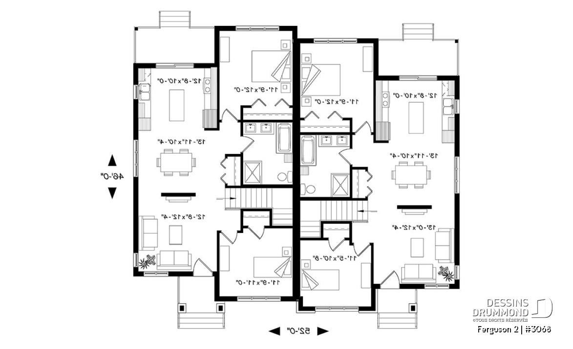 Rez-de-chaussée - Modèle jumelé contemporain, 2 chambre, grande salle de bain familiale, îlot à la cuisine, buanderie au s-sol - Ferguson 2