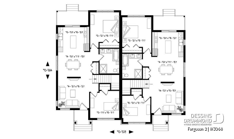 Rez-de-chaussée - Modèle jumelé contemporain, 2 chambre, grande salle de bain familiale, îlot à la cuisine, buanderie au s-sol - Ferguson 2