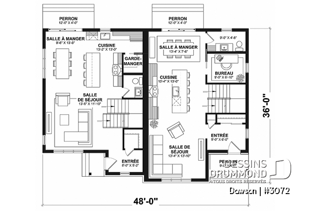 Rez-de-chaussée - Duplex à étages 3 chambres, 1.5 salles de bain, style farmhouse, aire ouverte - Dawson