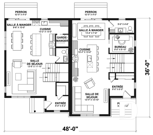 Rez-de-chaussée - Duplex à étages 3 chambres, 1.5 salles de bain, style farmhouse, aire ouverte - Dawson